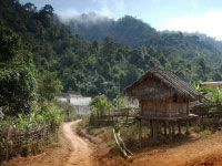 Laos: tribal village on the Mekong
